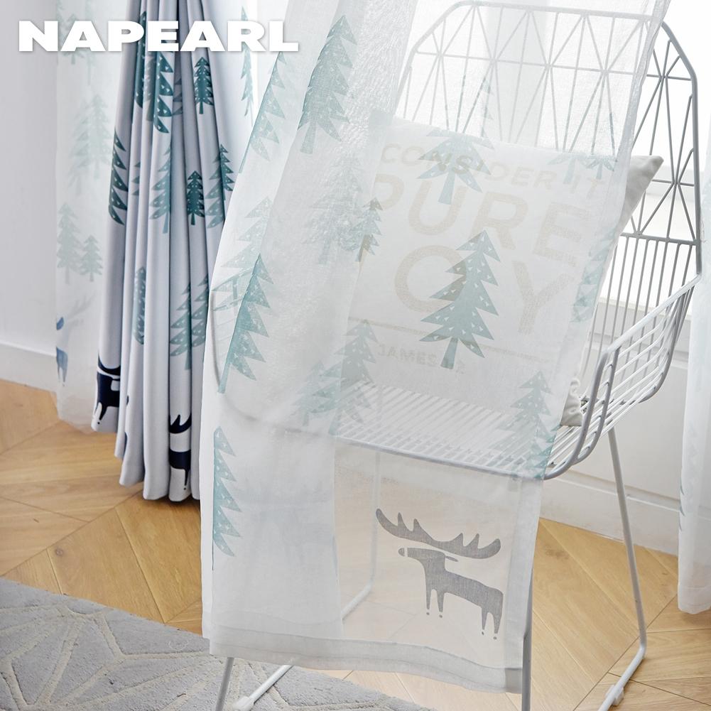 1 шт. NAPEARL 70-80% затемняющие Ins стиль скандинавский олень полиэфирное волокно персонализированные шторы с принтом прозрачные шторы для спальни гостиной домашний декор