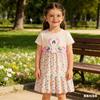 Girls Cute Printed Short Sleeve Knit Cotton Dress for Toddlers and Kids