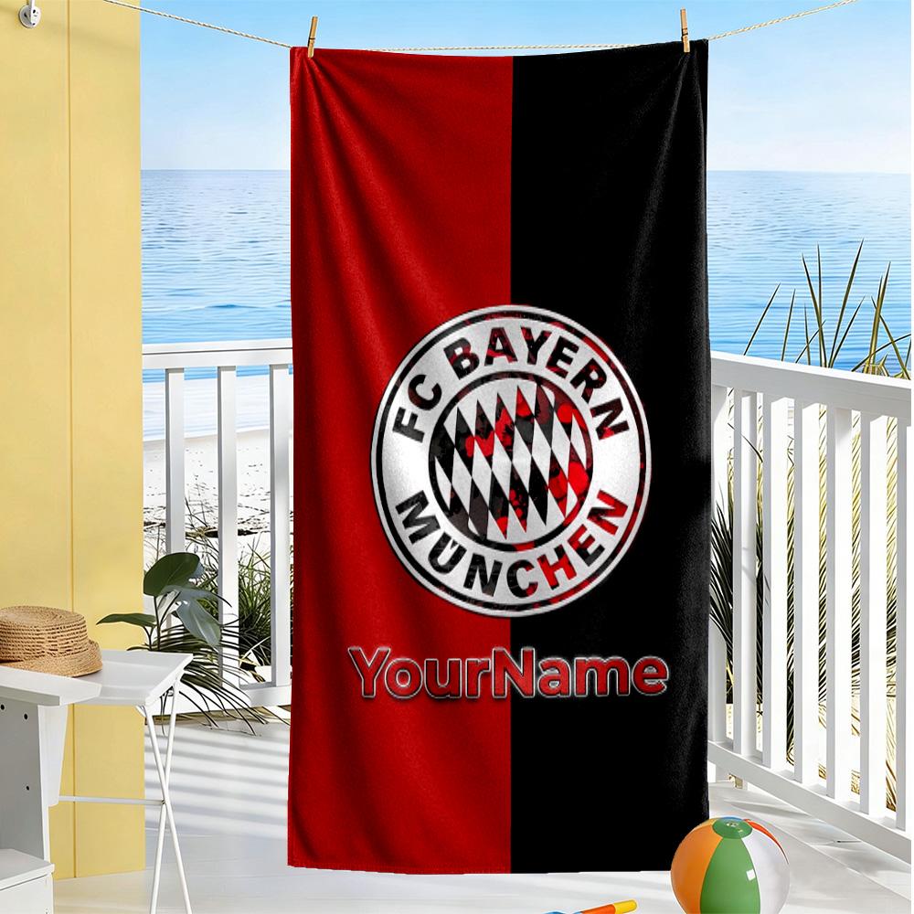 Bayern Munich Personalized Text Beach Towel Super Soft Microfiber Quickdry Fabric