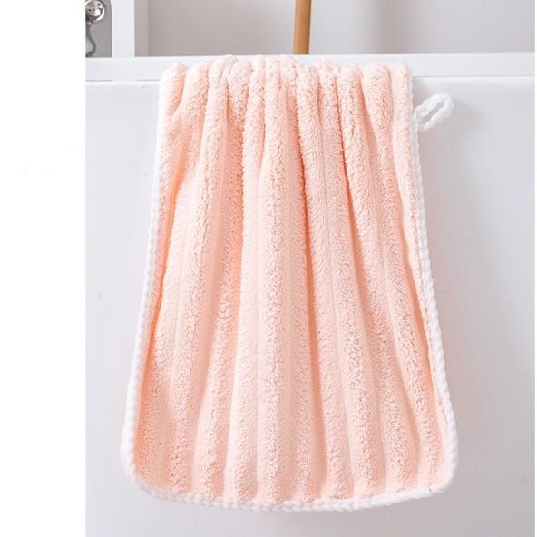 Coral Fleece Solid Color Striped Towels Thick Soft Face Towel Absorbent Hair Dry Cap Household Bath Towels for Adults Kids Bathroom
