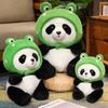 Cute Frog Cap Panda Plush Toys for Girls Kids Plush Panda Toy Panda Stuffed Animal Doll Birthday Gifts Office Ornaments