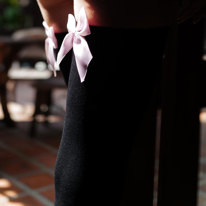 Сексуальные женские чулочно-носочные изделия с розовым бантом, высокие шелковые чулки до бедра. Женские чулки с милым бантом, колготки. 2 цвета