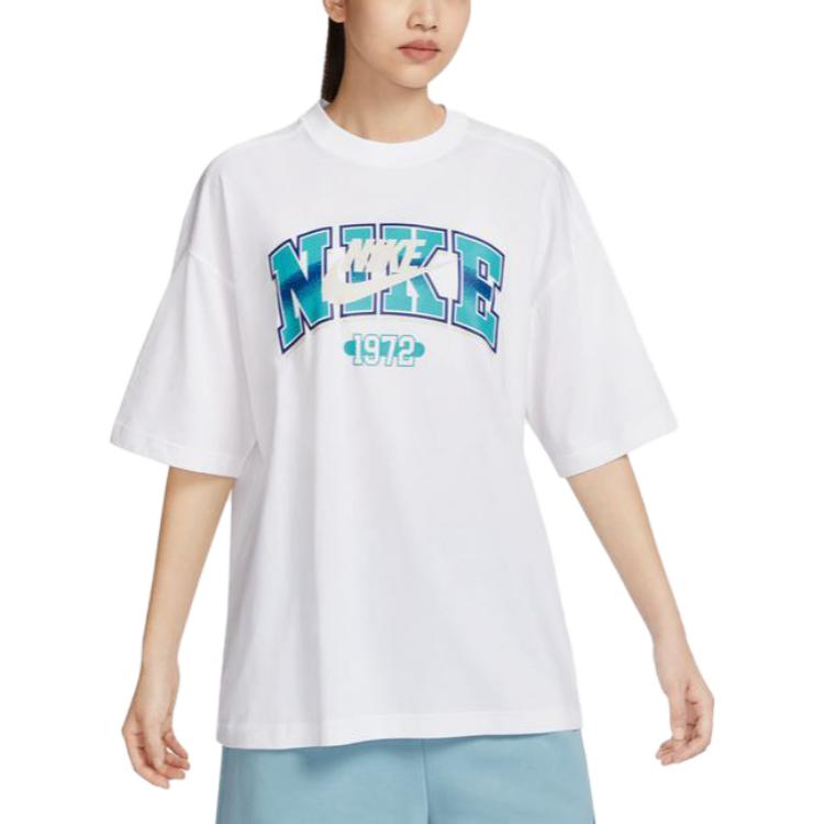 Nike T Shirts Women's White Crew Neck Thin Straight Fit FQ7011-100