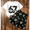Мужской Комплект Six Seven 67 с Принтом Мужская Футболка и Шорты Комплект из 2 Предметов Летний Повседневный Уличный Мужские и Женские Комплекты с Футболками