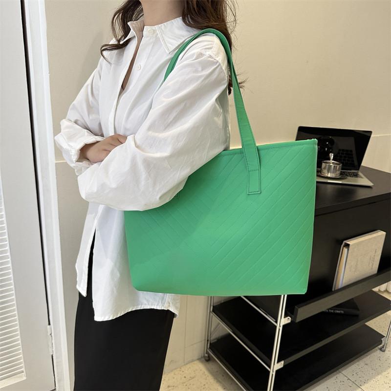 Trendy Simple Design Pu Tote Bag For Women Spacious Everyday Shoulder Bag