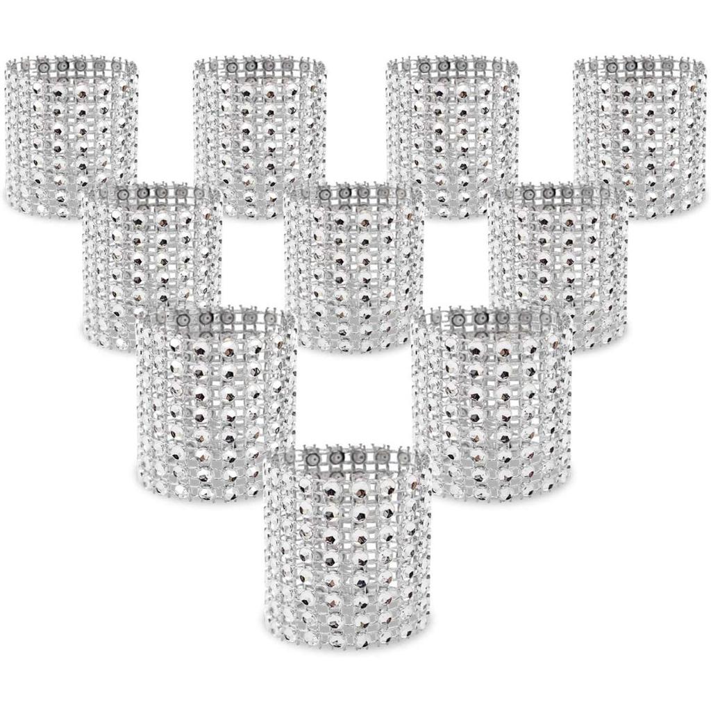 50pcs Napkin Rings, Rhinestone Napkin Rings Diamond Adornment for Place Settings, Wedding Receptions, Dinner or Holiday Parties, Family Gatherings