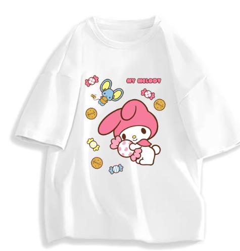 2026 Новая Мода Круглый Вырез Короткий Рукав Футболка Весна Лето Sanrio My Melody Женская Футболка Унисекс Модный Милый Топ Одежда