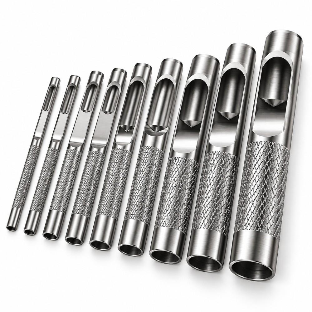 9pcs Durable Manual Chisel Punch Portable Leather Punch Tool Leather Hole Puncher For DIY Projects