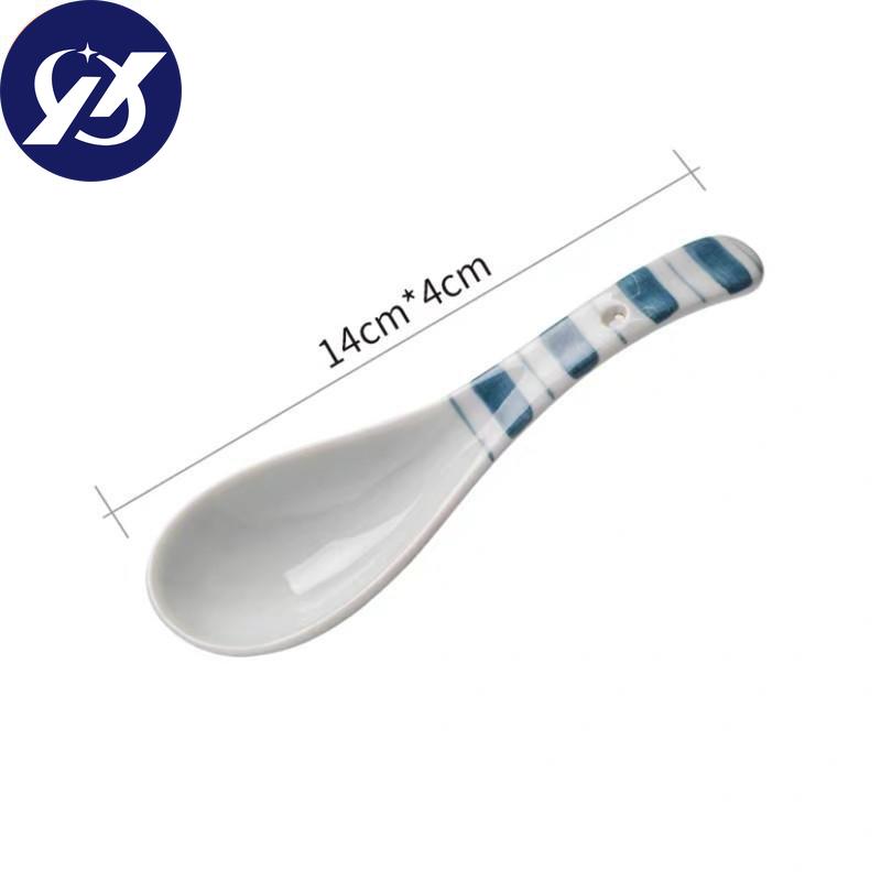 Ceramic Dessert Coffee Spoon Porcelain Soup Spoon Painted Stirring Spoon Tableware Kitchen Utensils