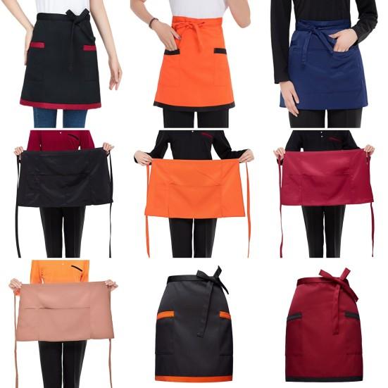 Фартук повара полудлинный с карманами однотонный шнурованный дышащий не мнется кухонный фартук для готовки