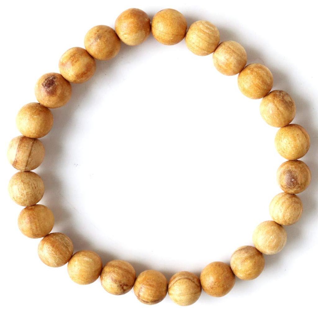 Palo Santo Bracelet 8mm Peruvian Sacred Tree Holy Wood Wooden Prayer Beads Fragrant Wood Inner Diameter [GOLD STONE] Approx. 16.5cm