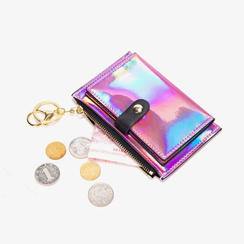 Новый лазерный женский кошелек для денег, модный брелок на молнии, кошелек для монет, мини-маленькая сумка для денег, сумки-держатели для кредитных карт