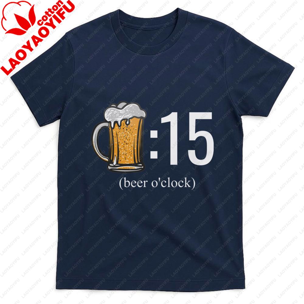 Мужская футболка Beer Oclock Хлопок Летняя футболка Повседневная модная футболка для мужчин с дизайном пивной кружки Идеальный подарок для вечеринки