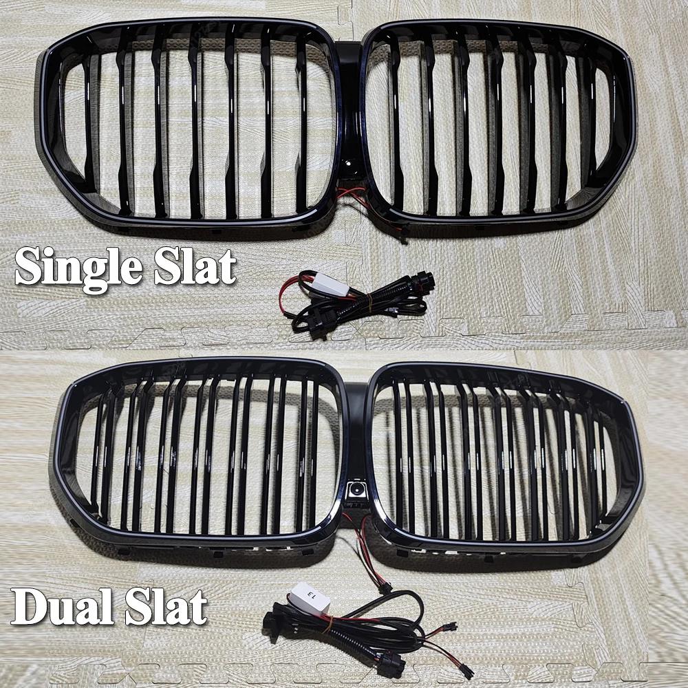 Single / Dual Slat Front Bumper Kidney Grille With LED Lights For BMW X5 G05 M50i M50d xDrive30d 40i 40d 45e 2018-2025 Bodykits
