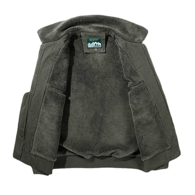 Jacket Men's Cotton-padded Jacket Autumn and Winter Army Large Cotton-padded Coat Men's Workwear Plus Velvet Thickened Men's Lapel Cotton-padded Coat