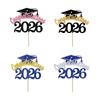 Принадлежности для выпускного 2026 года 4 шт. Топперы для торта Из бумажных материалов Дизайн Бумага Вставки для выпускного торта