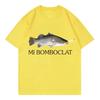 Mi Bomboclat Funny Smoking Fish Tee Vintage Hip Hop Black Short Sleeve Y2k Meme Unisex Casual Loose Graphic T Shirt