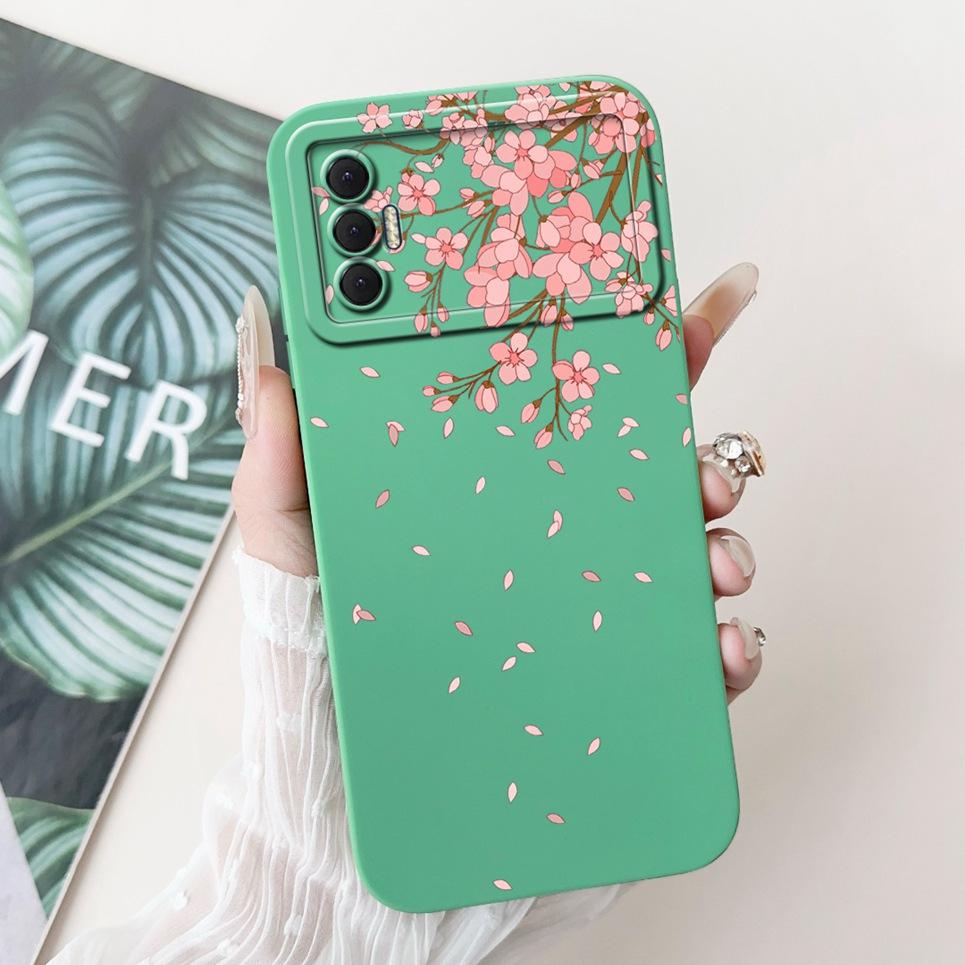 Phone Shell For Tecno Spark 8P Woman Fashion Flower Butterfly Coques For Tecno Spark 9T India Back Covers Soft Liquid Silicone