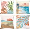 Tropical Beach Outdoor Pillow Covers Set Of 4 Summer Palm Hawaii Decorative Pillowcase Soft Velvet Cushion Covers For Couch