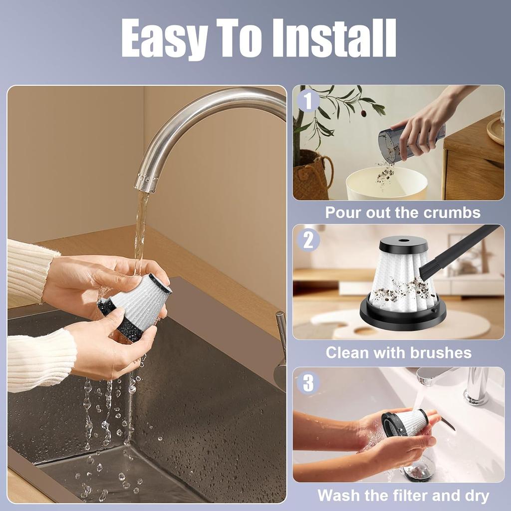 Многоразовые сменные HEPA-фильтры: 2 шт. Ручной пылесос Сборщик пыли Мини-фильтр Hepa Фильтрация для KVC07/KVC09 Наборы пылесосов для клавиатуры