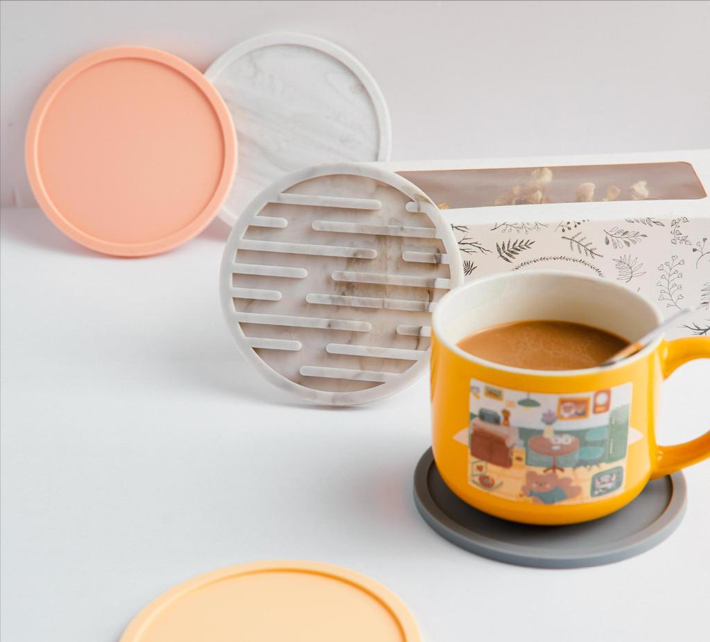 Подставка под стакан с силиконовым мраморным узором в скандинавском стиле