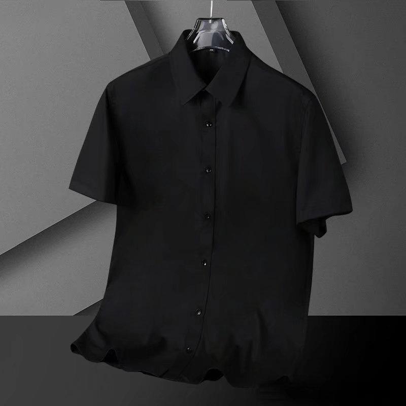 Мужская белая футболка с коротким рукавом и черная рубашка с длинным рукавом - Стильная летняя повседневная и деловая одежда