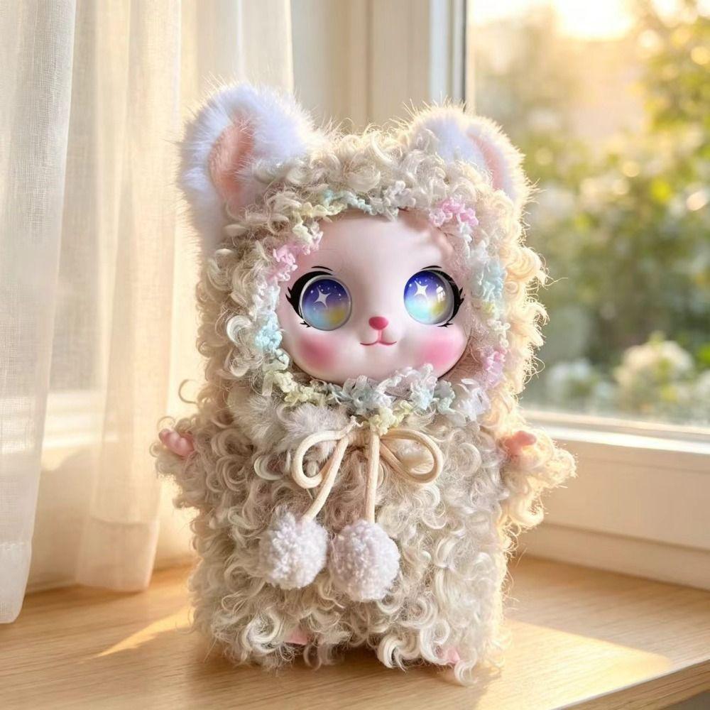Soft Vinyl Face Rabbit Plush Keychain Fluffy Plush Bunny Doll Pendant Gift for Friends