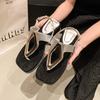 Summer Super Good-looking Thick-soled Small Slope Heel Pinch Toe Roman Sandals Women's Summer Outer Wear with Skirt 2025 New