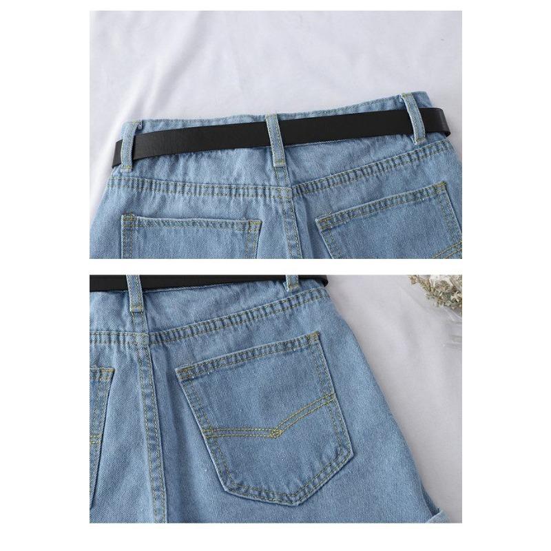 Высокая талия завитые края джинсовые шорты женские летние платья новые корейские версии студентов свободные для похудения