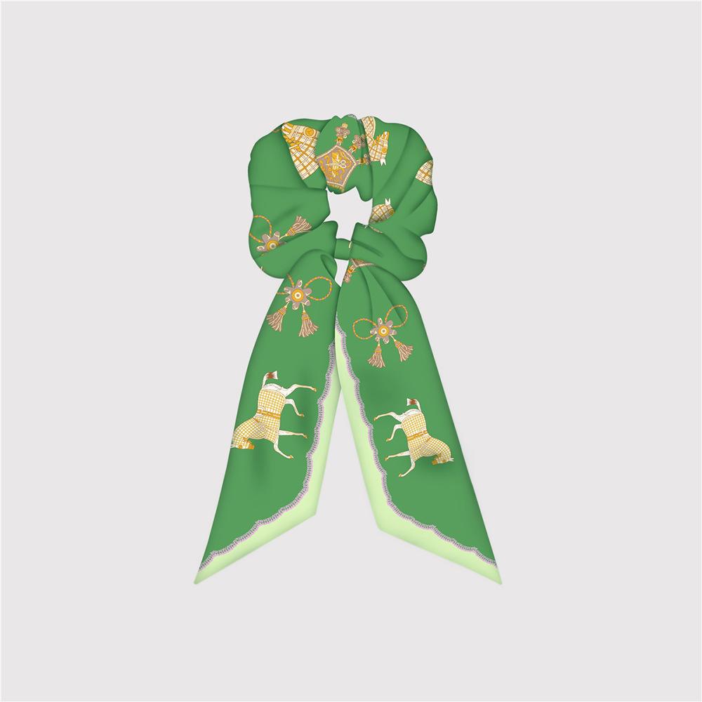 Большие резинки для волос из натурального шелка, резинки, завязки для волос, с принтом цепочки, эластичные резинки для волос, для хвостика, женские, элегантные, аксессуар для волос в виде шарфа