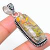Bumblebee Jasper Gemstone Handmade 925 Sterling Silver Pendant 2.25" g3P13