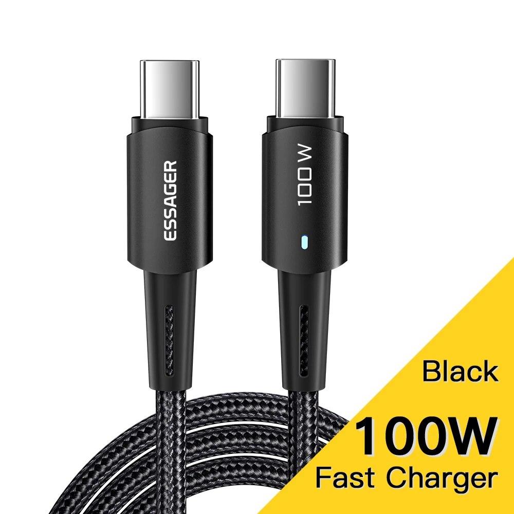 Essager USB C Cable 100W PD QC 4.0 3.0 USB Type C Cable Fast Charging Cable Type C For MacBook Pro Samsung Xiaomi Charge Cable
