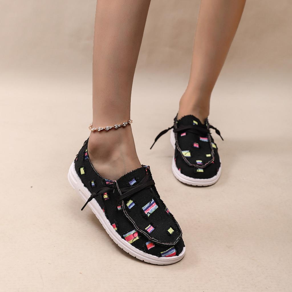 2025 осень и зима новые модные повседневные легкие женские туфли большого размера с принтом 43