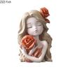 Lovely Wave Haired Girl Figures Rose Flower Statue Desk Decoration Exquisite Character Resins Sculpture Room Aesthetics Decor