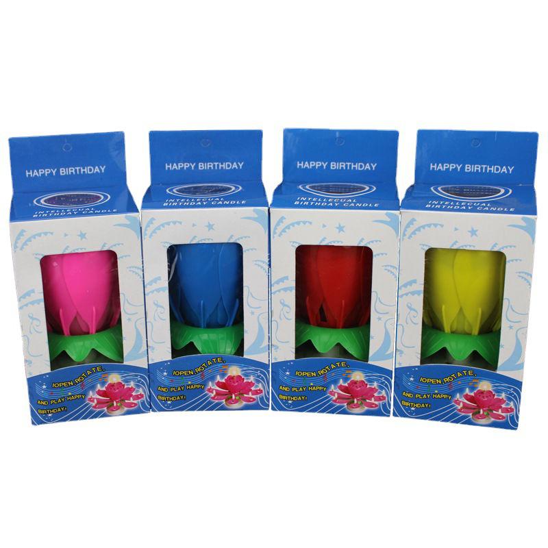 Креативная вращающаяся свеча-лотос с музыкой для торта на день рождения