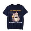 Technically Alcohol Is A Solution Graphic Tshirt Funny Cat Drinking Beer Tshirt Fashion Harajuku T-shirt Women Men Tops
