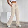 2025 Новая Весенне-Осенняя Мода Женские Простые Однотонные Свободные Брюки с Карманами Средней Посадки