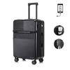 Suitcase Carry Case Rolling Bag Front Open Open Front Dial Lock USB Port with Hook Charging Port Cup Holder Business 1 Night 2 Nights Lightweight