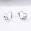Heart-shaped Stud Earrings, Femininity, Simple Hollow-set Diamonds, with Your Ears In Your Heart, Jewelry, Niche Design Accessories