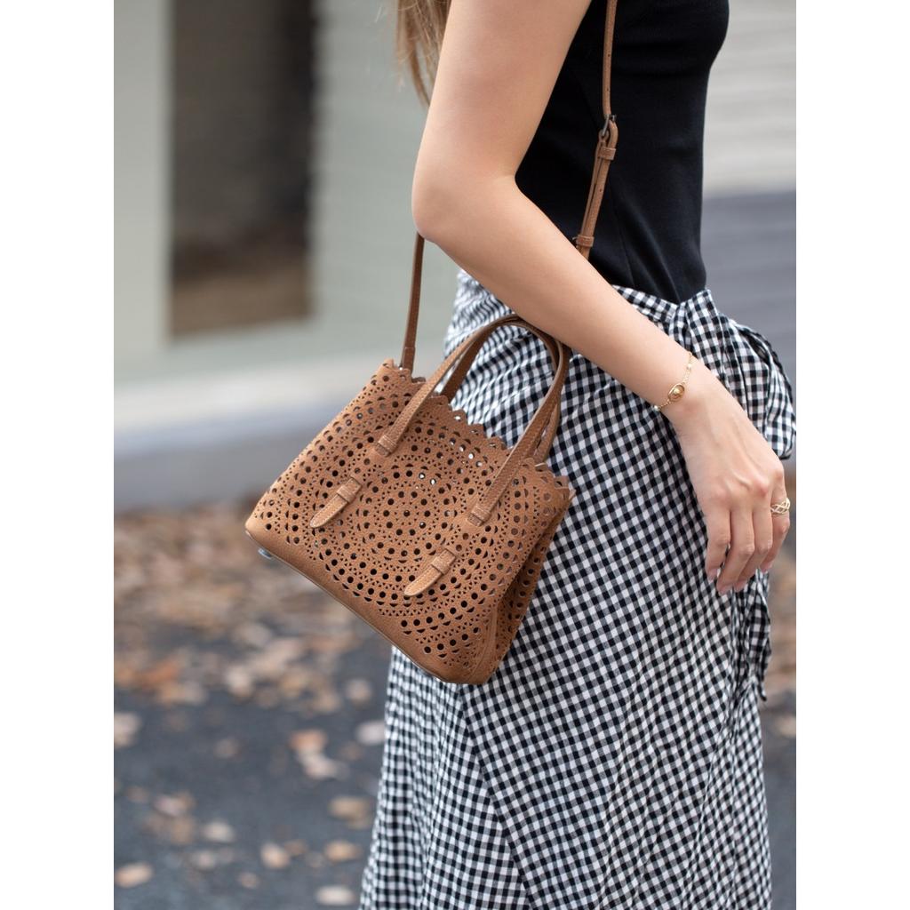 Mina20 первый слой бархат узор личи телячья кожа полый белый стальной металлофурнитура с одинарным плечевым ремнем для ношения через плечо французский полый