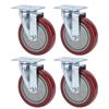 4PCS Heavy Caster 360 Degrees Rotation Plate PU Universal Wheel for Furniture Shopping Cart5in 250lb