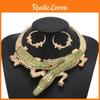Decoration Creative Rhinestone Crocodile Design Women Necklace And Set Earring
