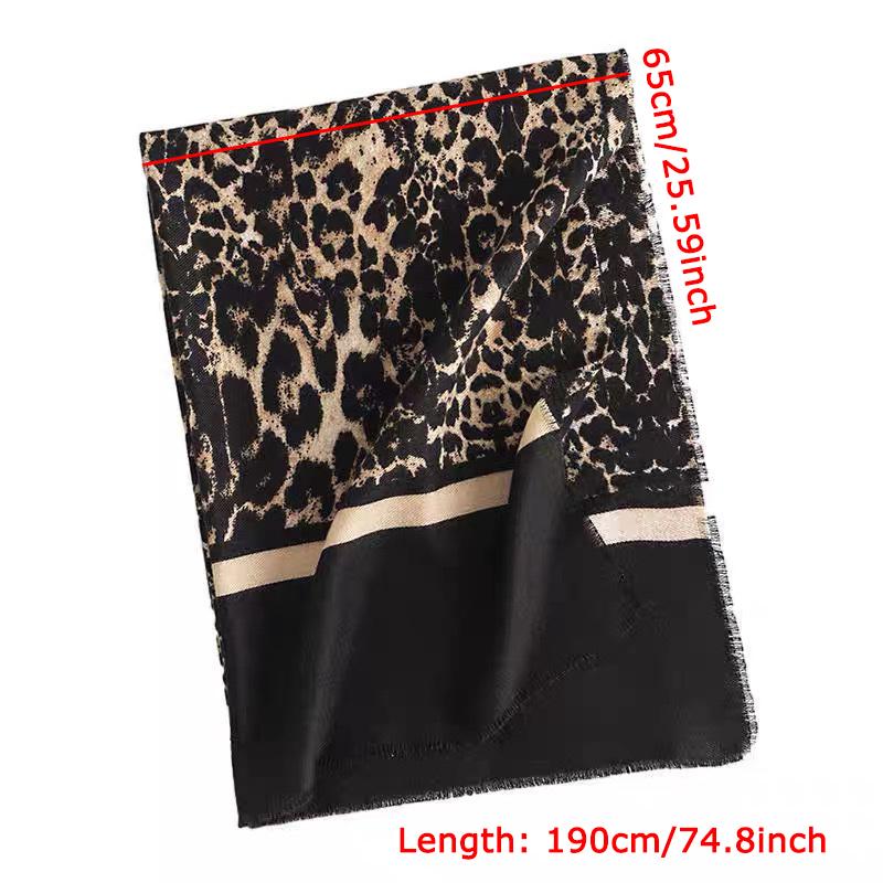 WTEMPO Retro Elegant Leopard Printed Scarves Women's Autumn Winter Casual Versatile Scarf Shawls Cold-proof Windproof Warm Outdoor Scarves