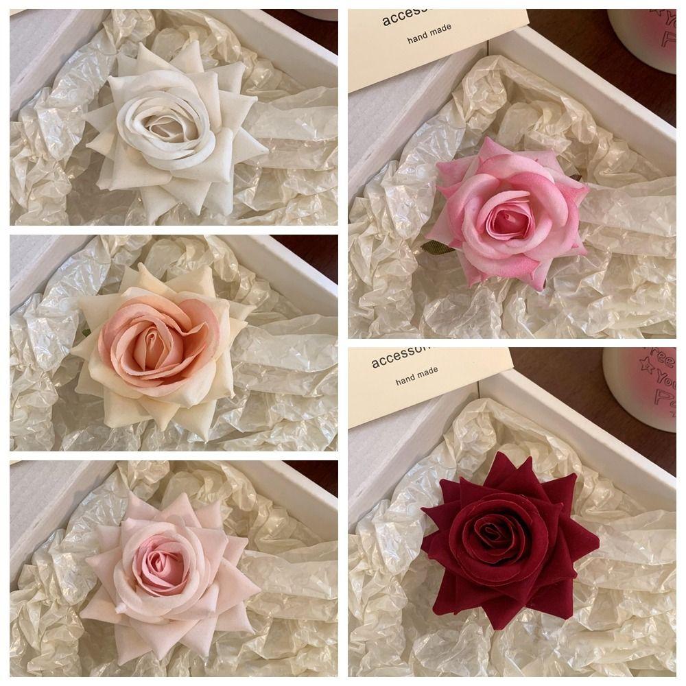 Cloth Red Rose Hairpin Korean Style Girl Hair Clip Sweet Flower Hair Clip  Women