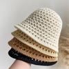 Summer Hollow Bucket Hat Women's High Sense Breathable Hat Thin Sunscreen Sunshade Bucket Hat Fashion Basin Hat Travel