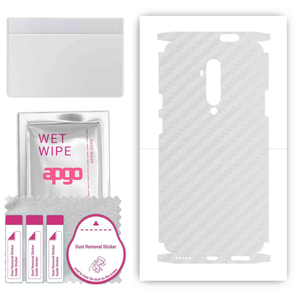apgo Protective Skin Sticker for the Back+sides Compatible with OnePlus 7T Pro, Full Wrap Film, Foil, Vinyl - Pattern Transparent Carbon