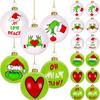 12Pcs Christmas Ornaments Santa Claus Hat Pattern Green White Shatterproof Balls Set Xmas Tree Decorations