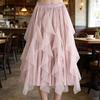 Тюлевая юбка для женщин Эластичная Высокая талия А-силуэт Длинная Юбка-пачка Фея Легкая Многослойная Ярусная Макси-юбка