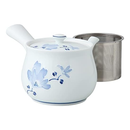Hasami Ware Extra Large Teapot, Tsujigahana Pattern, with Super Stainless Steel Tea Strainer, Capaci