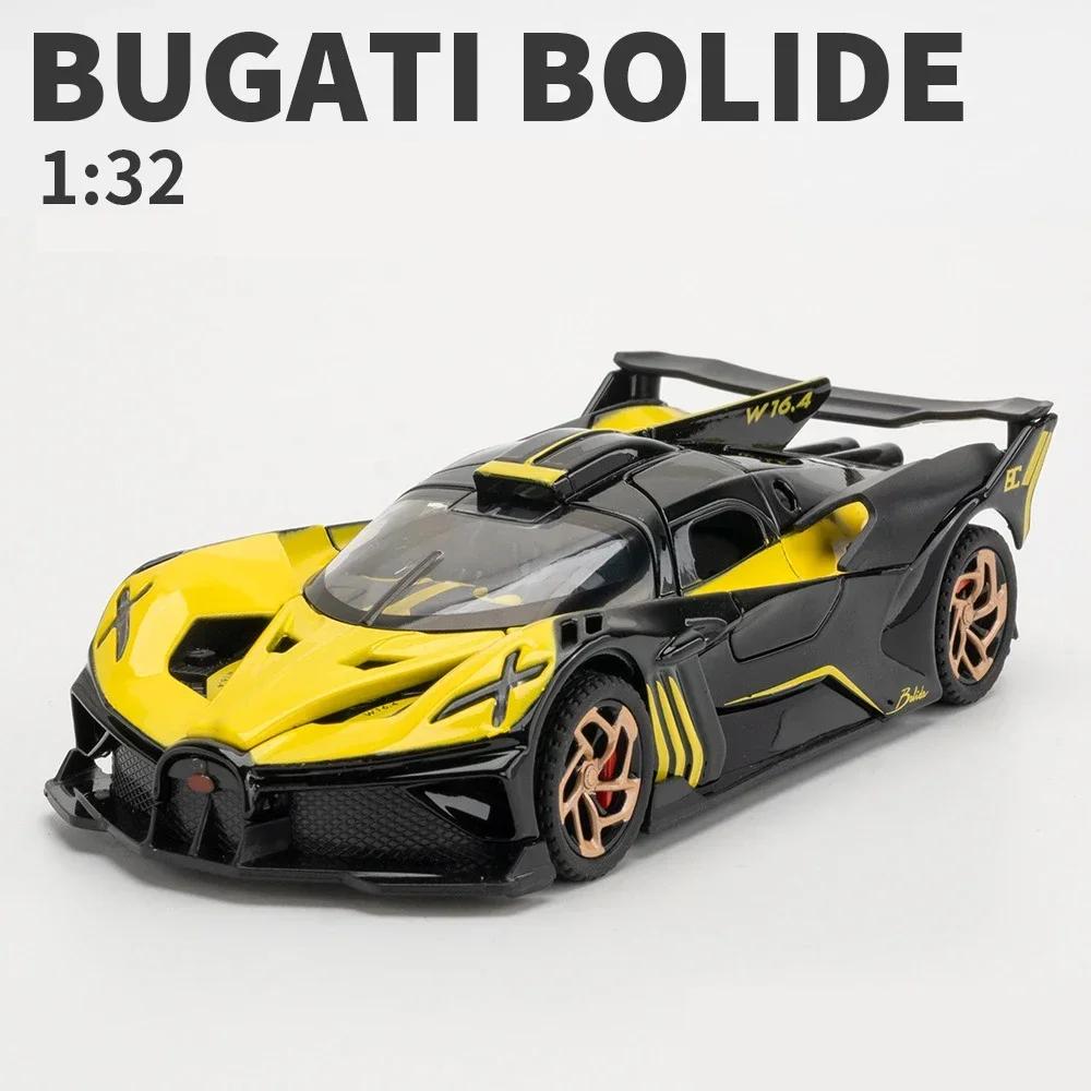 1/32 Bugatti Bolide Alloy Sport Car Model Toys Simulation Diecasts Metal Vehicle with Sound Light Pull Back Decoration Boy Gifts